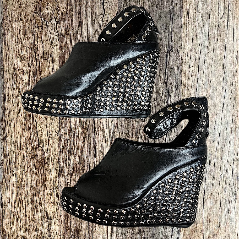 YALICAI Silver Studded Wedge Sandal